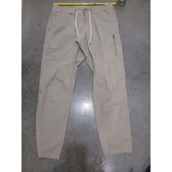 Vuori Other - Vuori Ripstop Pants Men Large Beige V461 Elastic Waist Zip Pocket Travel